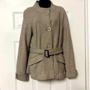 LAFAYETTE 148 NY Neutral Ivory Beige  Blazer Jacket Belt Wool Cashmere Blend 8